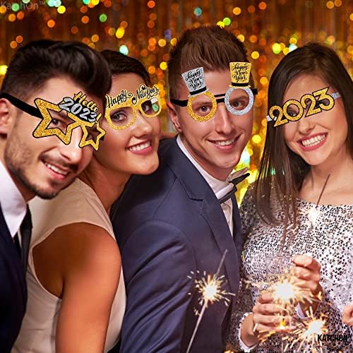 משקפיים שנה טובה 2023 - חבילה של 12, אספקת מסיבות ערב השנה החדשה 2023 | משקפי ערב השנה החדשה